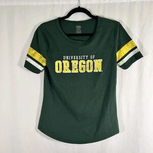 Oregon Ducks Shirt Women's Small Green Graphic Print Short Sleeve Crew Neck